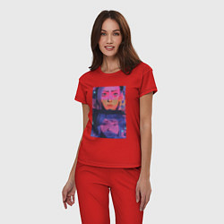 Пижама хлопковая женская Аркейн эксклюзивный дизайн 2022, цвет: красный — фото 2