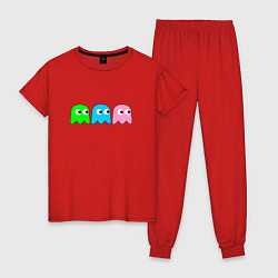 Пижама хлопковая женская Pac man - play Для двоих, цвет: красный