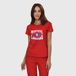 Пижама хлопковая женская Монреаль Канадиенс, Montreal Canadiens, цвет: красный — фото 2