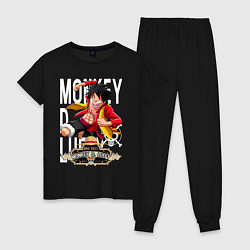 Пижама хлопковая женская One Piece Monkey Большой Куш Манки, цвет: черный