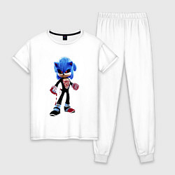 Пижама хлопковая женская Sonic eXe, цвет: белый