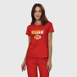 Пижама хлопковая женская LA LAKERS NBA ЛЕЙКЕРС НБА, цвет: красный — фото 2