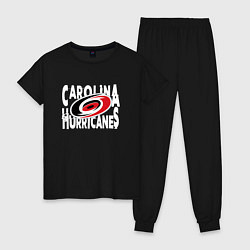 Пижама хлопковая женская Каролина Харрикейнз, Carolina Hurricanes, цвет: черный