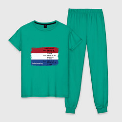 Пижама хлопковая женская Для дизайнера Флаг Нидерландов цвета зеленый — фото 1