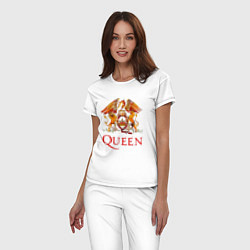 Пижама хлопковая женская Queen, логотип, цвет: белый — фото 2