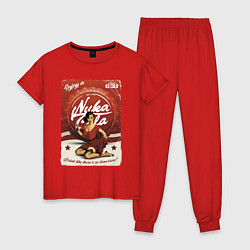 Пижама хлопковая женская Fallout Nuka Cola Ice cold Poster, цвет: красный