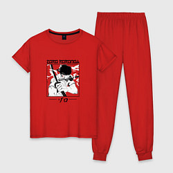 Пижама хлопковая женская Ван-Пис, Зоро Ророноа Zoro Roronoa, цвет: красный
