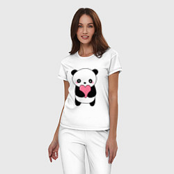 Пижама хлопковая женская КАВАЙНЫЙ ПАНДА KAWAII PANDA, цвет: белый — фото 2