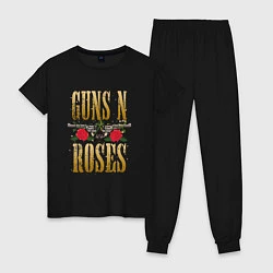 Пижама хлопковая женская GUNS N ROSES , ГРУППА, цвет: черный