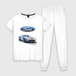 Пижама хлопковая женская Ford Motorsport, цвет: белый