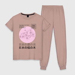 Пижама хлопковая женская Sakura in Japanese style, цвет: пыльно-розовый