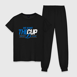 Пижама хлопковая женская Tampa Bay Lightning We want the cup Тампа Бэй Лайт, цвет: черный