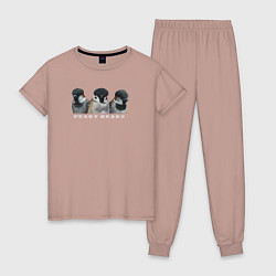 Пижама хлопковая женская Острые клювы, цвет: пыльно-розовый