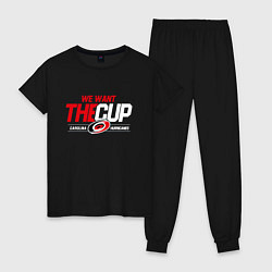 Пижама хлопковая женская Carolina Hurricanes we want the cup Каролина Харри, цвет: черный