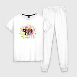 Пижама хлопковая женская Spring vibe, цвет: белый