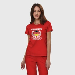 Пижама хлопковая женская Футбол Германия, цвет: красный — фото 2