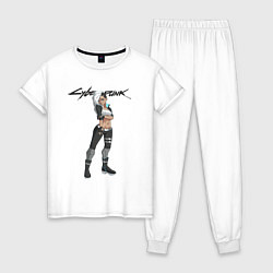 Пижама хлопковая женская Vi cyberpunk 2077, цвет: белый