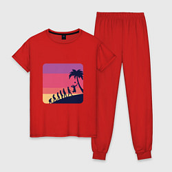 Пижама хлопковая женская Summer - Volleyball, цвет: красный