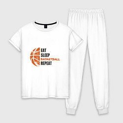 Пижама хлопковая женская День Баскетбола, цвет: белый