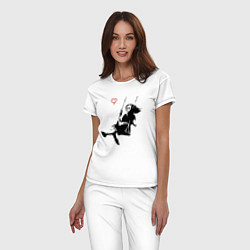 Пижама хлопковая женская Banksy - Бэнкси девочка на качелях, цвет: белый — фото 2