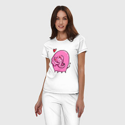 Пижама хлопковая женская Влюбленный розовый слон, цвет: белый — фото 2