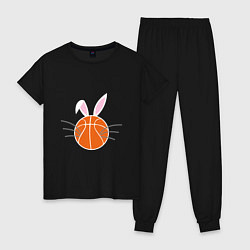 Пижама хлопковая женская Basketball Bunny, цвет: черный