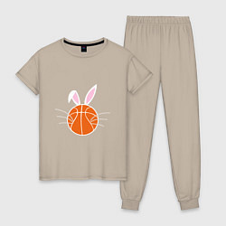 Пижама хлопковая женская Basketball Bunny, цвет: миндальный