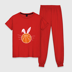 Пижама хлопковая женская Basketball Bunny, цвет: красный