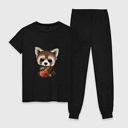 Пижама хлопковая женская Панда - Баскетбол, цвет: черный