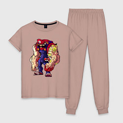 Пижама хлопковая женская Громила Mario Remake, цвет: пыльно-розовый