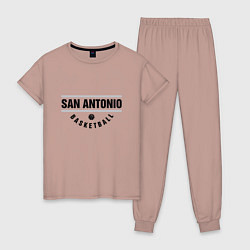 Пижама хлопковая женская San Antonio Basketball, цвет: пыльно-розовый