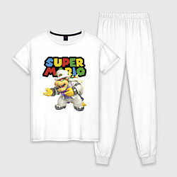 Пижама хлопковая женская Super mario Bowser, цвет: белый