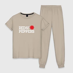 Пижама хлопковая женская RHCP Logo Red Hot Chili Peppers, цвет: миндальный