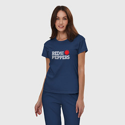 Пижама хлопковая женская RHCP Logo Red Hot Chili Peppers, цвет: тёмно-синий — фото 2