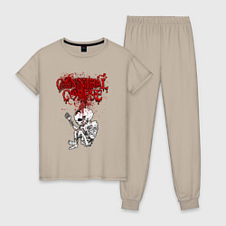 Пижама хлопковая женская Cannibal Corpse skeleton, цвет: миндальный