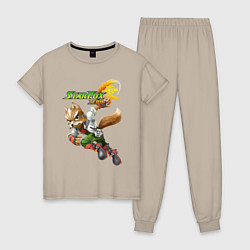 Пижама хлопковая женская Star Fox Zero Nintendo Video game, цвет: миндальный