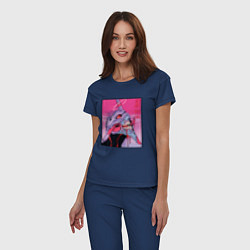 Пижама хлопковая женская Ева 02 Neon Evangelion, цвет: тёмно-синий — фото 2