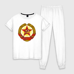 Пижама хлопковая женская Герб СССР без надписей, цвет: белый