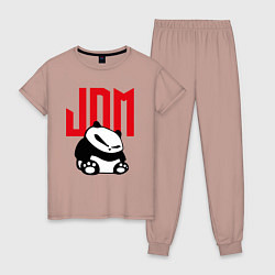 Пижама хлопковая женская JDM Panda Japan Симпатяга, цвет: пыльно-розовый