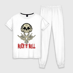 Пижама хлопковая женская Rock n Roll Skull, цвет: белый