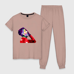 Пижама хлопковая женская Liverpool - Firmino, цвет: пыльно-розовый