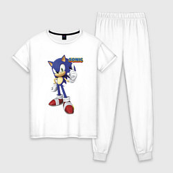 Пижама хлопковая женская Sonic Hedgehog Video game, цвет: белый