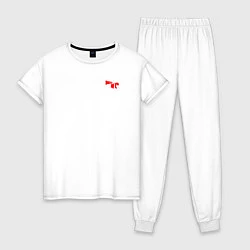 Пижама хлопковая женская Noize mc красное лого, цвет: белый