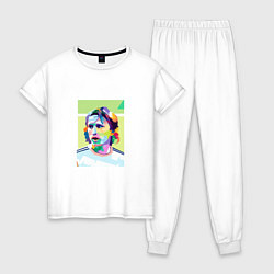 Пижама хлопковая женская Лука Модрич, цвет: белый