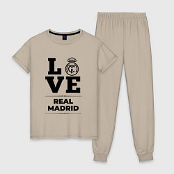 Пижама хлопковая женская Real Madrid Love Классика, цвет: миндальный