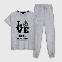 Пижама хлопковая женская Real Madrid Love Классика, цвет: меланж
