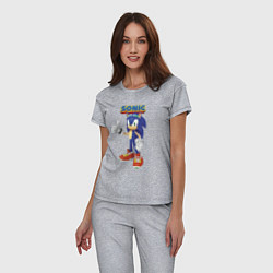 Пижама хлопковая женская Sonic Hedgehog Video game!, цвет: меланж — фото 2