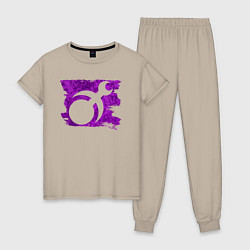 Пижама хлопковая женская Знак Слаанеш пятно, цвет: миндальный