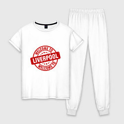Пижама хлопковая женская Welcome To Liverpool, цвет: белый