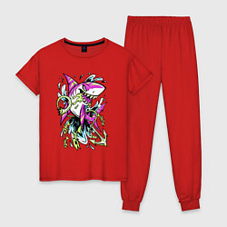 Пижама хлопковая женская Наикрутейшая кровожадная розовая акула - хозяйка о, цвет: красный